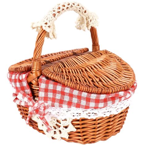 Cesto In Vimini Portalegna Con Manico, 47.5x33x38 Cm, Naturale, Per Picnic, Raccolta Castagne E Funghi, Regalo Multiuso