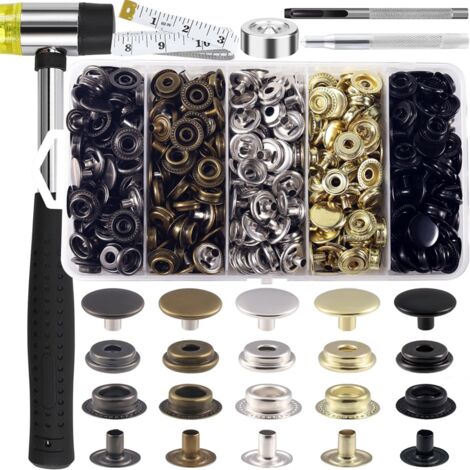 Set di 20 Bottoni Automatici a Pressione per In Acciaio Inossidabile, 15 mm Set di Bottoni in Acciaio Inox, Include 2 Utensili di Fissaggio, per Teloni, Barche, Tende, Mobili, Progetti DIY