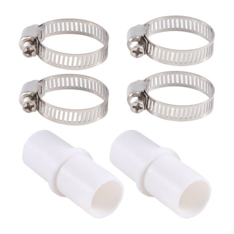Set Di 2 Connettori A Doppio Beccuccio Per Tubo Piscina 32 Mm Con Fascette - Adattatore Professionale In Plastica PP