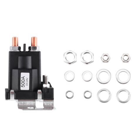 Akozon Relè Di Avviamento 24V 200A 4 Pin Per Auto E Veicoli, Bobina In Ottone, Normalmente Aperto, Per Sistemi Di Ricarica E Applicazioni Pesanti