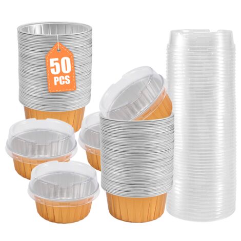 50 Tazze Da Dessert In Plastica 160 Ml Con Coperchi, Cucchiai E Adesivi: Ottagonali E Trasparenti Per Feste E Buffet