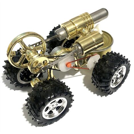 Modello Motore Stirling Bicilindrico In Vetro E Metallo Dorato, Con Lampada Ad Alcool, Per Esperimenti E Didattica