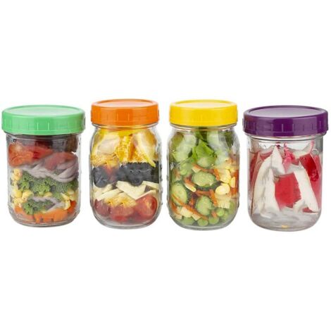 Sensible Needs Confezione Da 16 Coperchi Colorati In Plastica Per Barattoli Ball E Kerr - 8 Bocca Larga E 8 Bocca Normale - Senza BPA, Lavabili In Lavastoviglie
