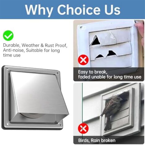 Vent Systems - Copertura per presa d'aria da 10 cm, colore: bianco, per scarico e scarico del bagno, con apertura a ribalta per esterni, con alette di ventilazione per tenere lontani gli insetti