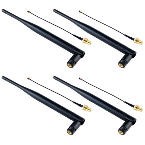 Lot 4 Antennes LoRa 915 MHz 5 DBi SMA Mâle + Câbles IPEX Pour Meshtastic ESP32