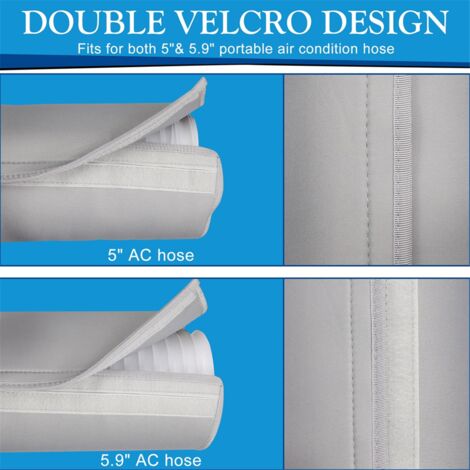 Copertura Isolante Per Tubo Condizionatore Portatile Zoegneer, 150x53 Cm, Universale Per Tubi Da 12,7-15,2 Cm, Risparmio Energetico, Argento