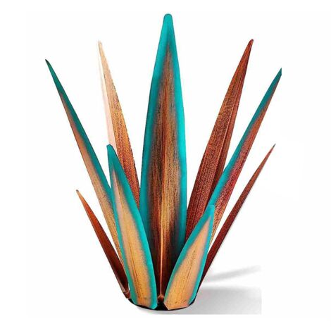 Scultura Metallica Agave Rustica Per Esterno – Altezza 35 Cm, Blu Reale, Da Assemblare, Ideale Per Giardino E Terrazzo