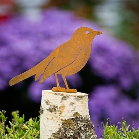 Pettirosso su bastoncino, grande ornamento da giardino in metallo / decorazione per uccelli britannica da esterno, regalo per i propri cari, grande paletto. - Italia