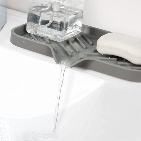 Vassoio per sapone da cucina, vassoio per spugna da cucina, autodrenante, in silicone di alta qualità, per bagno, cucina, bancone, lavandino, organizer per piatti, bottiglie di sapone, dispenser di