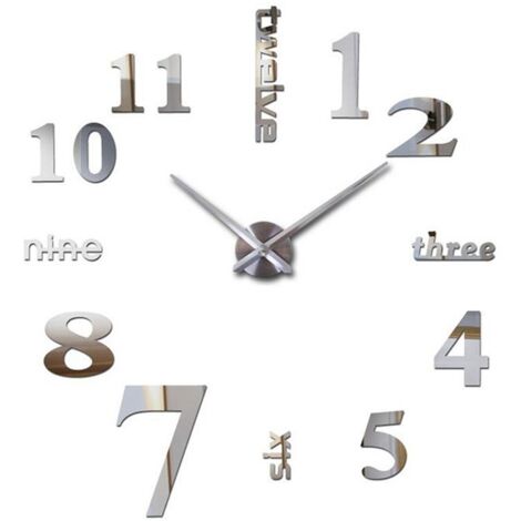 Orologio Da Parete Fai-da-Te Numeri 3D Minimal – Kit Moderno 37 Pollici, Nero, Montaggio Facile E Movimento Silenzioso