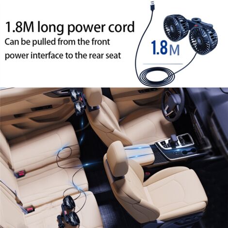 Ventilatore per auto, ventilatore USB 12V 24V con ventosa, portatile