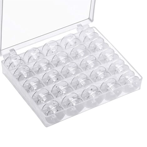 25 bobine di metallo per macchina da cucire, bobine vuote in metallo con scatola per bobine