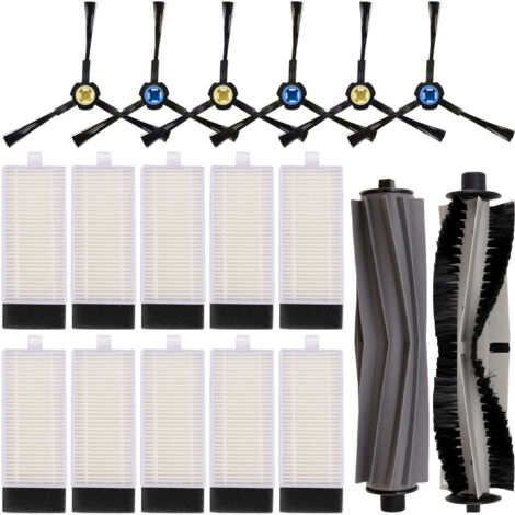 Kit Ricambio 5 Filtri + 10 Spazzole Laterali Per Robot Aspirapolvere Netbot S12 / Haier T550W T560H - 4