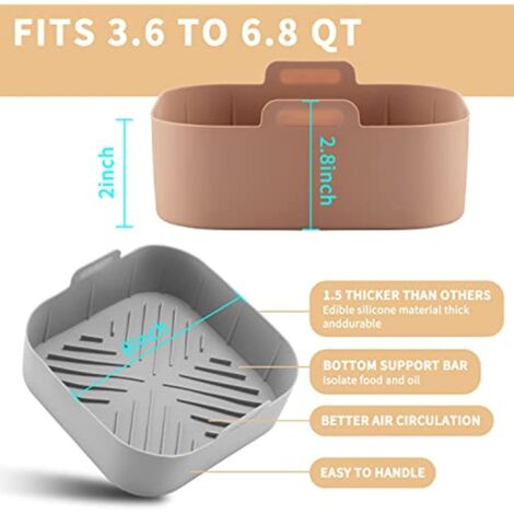 2 Pezzi Accessori Friggitrice Ad Aria, Teglia Silicone per Friggitrice Ad Aria C