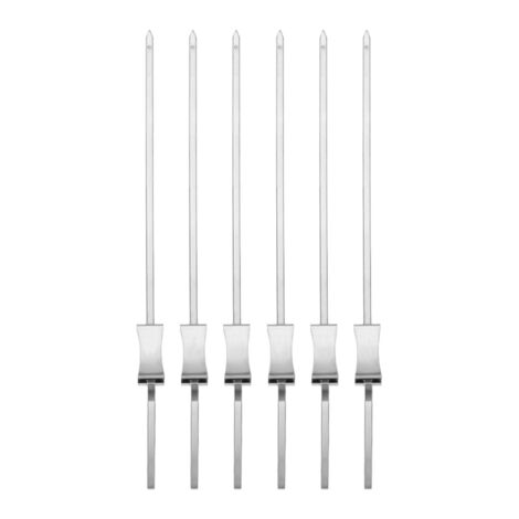 HIYAA Spiedini Per Griglia A 3 Vie In Acciaio Inox - Set Con Manico Lungo 38 Cm E Spingi Cibo - 3