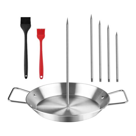 Spiedino verticale per grill, supporto verticale brasiliano, in acciaio inox, accessorio per barbecue con 3 punte rimovibili (acciaio inox