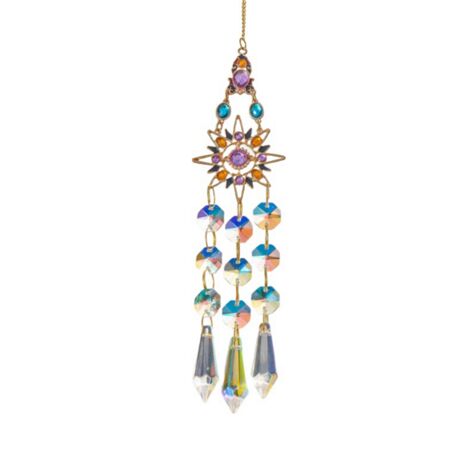 Ciondolo in cristallo dorato appeso acchiappasole da giardino prisma arcobaleno campanelli eolici catena di cristallo per finestra albero di natale decorazioni per la casa  15