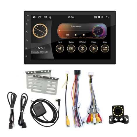 Autoradio 2 Din 6,86 Pollici Con Carplay E Android Auto Cablati – Touchscreen HD, Mirror Link, Bluetooth, EQ, SWC, Ingressi USB/AUX/Type-C + Telecamera Posteriore