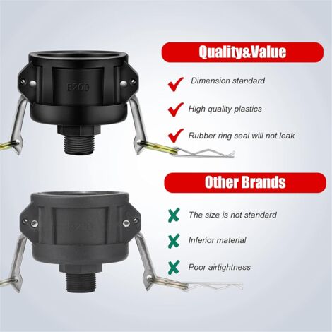 Adattatore Per Contenitore IBC Con Rubinetto E Attacco Rapido Per Tubo Da Giardino - Filetto S60x6, Compatibile Hoselock