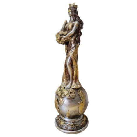 Statua della dea greca della ricchezza Fortuna, in resina, accecata ...