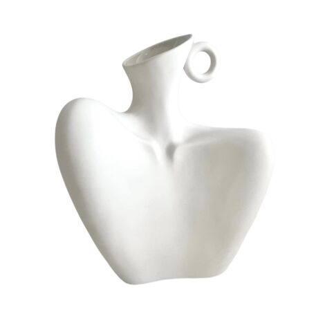 Vaso Decorativo In Ceramica A Forma Di Corpo Femminile - Moderno, Bianco, Per Fiori Secchi O Erba Della Pampas, 21.2cm