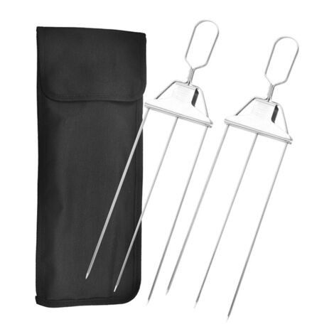 HIYAA 6 Spiedini Per Griglia A 3 Vie In Acciaio Inox – 38,1 Cm Con Spingi Alimento