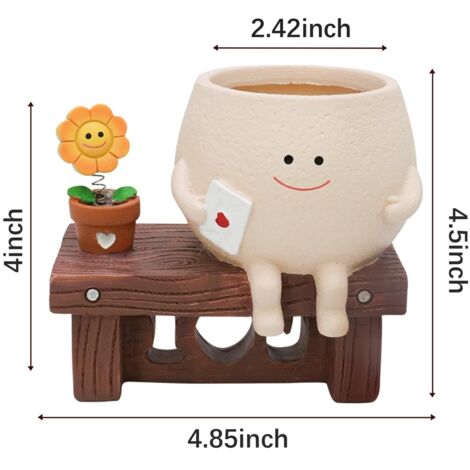 lifemet Vaso da fiori a energia solare, con testa grassa, con LED