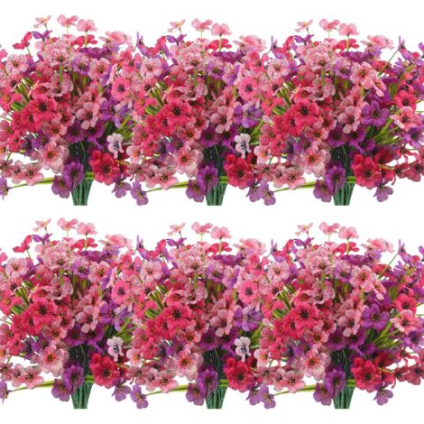 SAREAL Piante Artificiali Rosse Per Esterno – 10 Fasci UV Resistenti – 36,8 Cm – Finta Erba Per Decorazione - 2