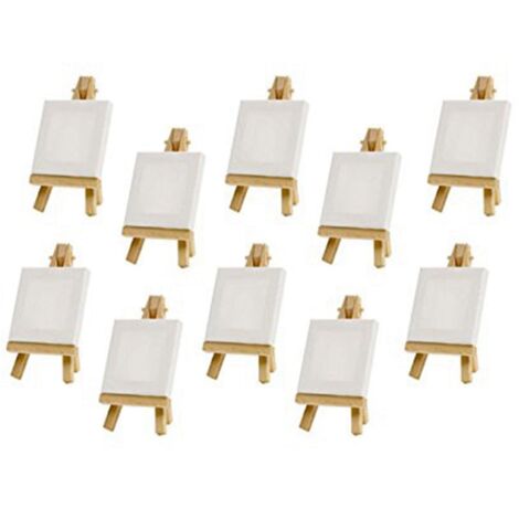 50 Set Mini Espositore Con Cavalletto E Tela 8x8 Cm, In Legno, Per Matrimoni, Numeri Tavolo E Pittura Hobby - 2