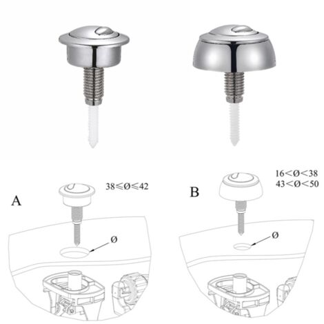 Pulsante Di Scarico Doppio Da 38 Mm A 45 Mm, Accessori Di Ricambio Per La Riparazione Del Serbatoio Dellacqua Del Bagno E Del Wc 90314066
