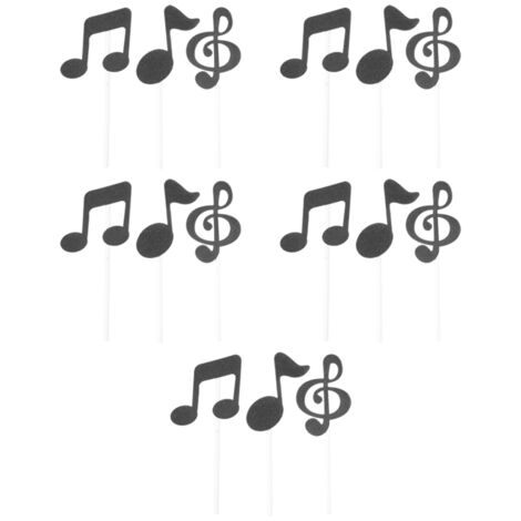 10 Note Musicali Dorate Per Decorazione Feste - Centrotavola In Cartoncino Glitterato Con Bastoncini, Idee Per Compleanni A Tema Musica