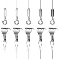 SPEEDWOX 4 fili regolabili per appendere quadri con anello e gancio, kit di fili da appendere per quadri regolabili, 2 m x 1,5 mm, in acciaio inox, per lampada a specchio per