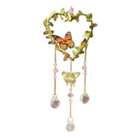 Acchiappasole A Cuore Con Farfalla | Cattura Luce In Cristallo K9 Per Finestre | Decorazione Casa Giardino Matrimonio | 60 Cm - 2