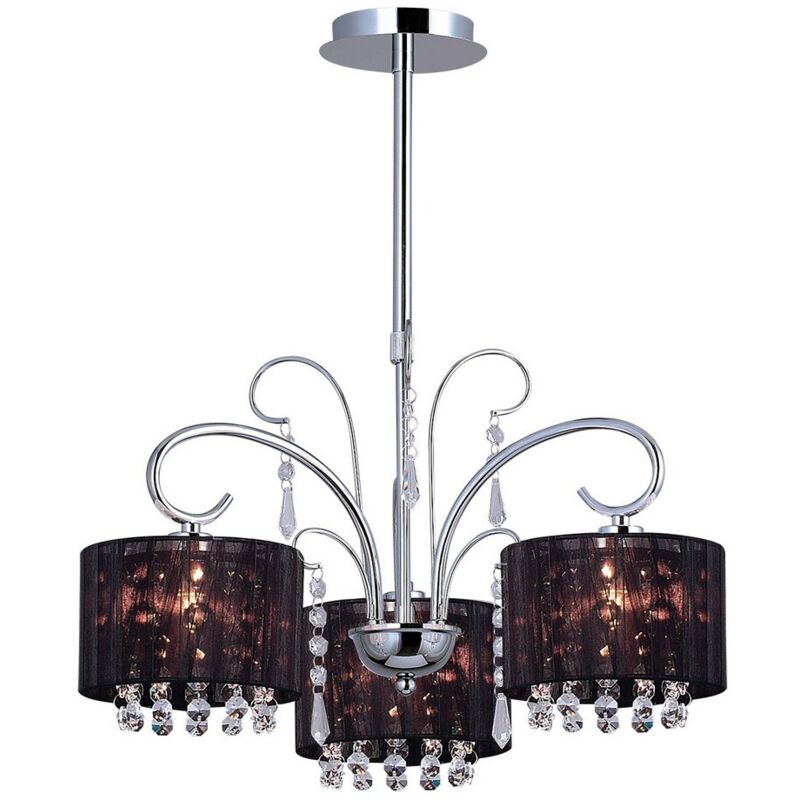 Italux Span - Colgante de suspensión fijo negro 3 luces con pantalla de cristal, E14