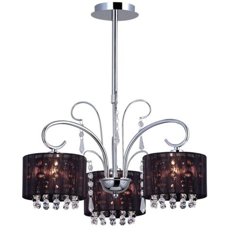 Italux Span - Colgante de suspensión fijo negro 3 luces con pantalla de cristal, E14