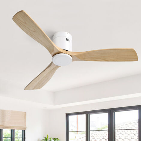 Ventilatore da soffitto Sofucor DC 3 pale in legno, silenzioso, motore reversibile, telecomando, senza luce, 132 cm