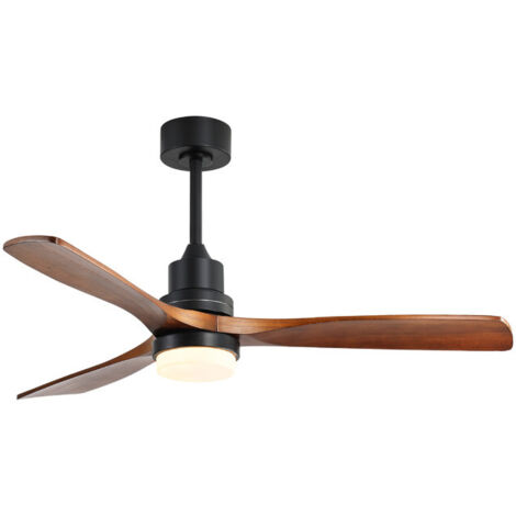 Ventilador de techo Sofucor - 6 velocidades - Motor de CC de bajo consumo - 132 cm - Color negro y nogal.