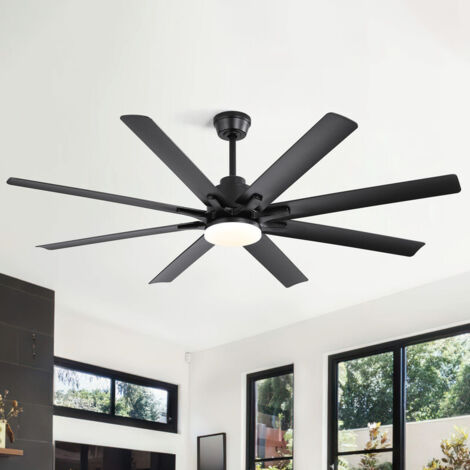 Ventilador de techo inteligente Sofucor de 167,5 cm, moderno, para interior/exterior, con control remoto y app - Negro mate