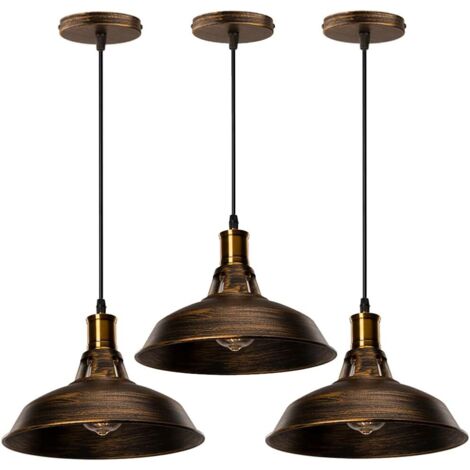 Stoex – Suspension luminaire vintage métal 27cm – Lustre plafonnier industriel E27 – Corde ajustable 100cm – Pour salon et cuisine
