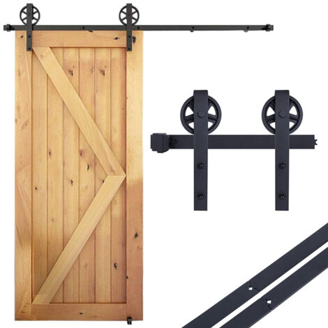 Stoex – Kit de rail porte coulissante 2,0 m pour portes jusqu'à 1,0 m – Acier au carbone résistant à la corrosion – Capacité 150 kg