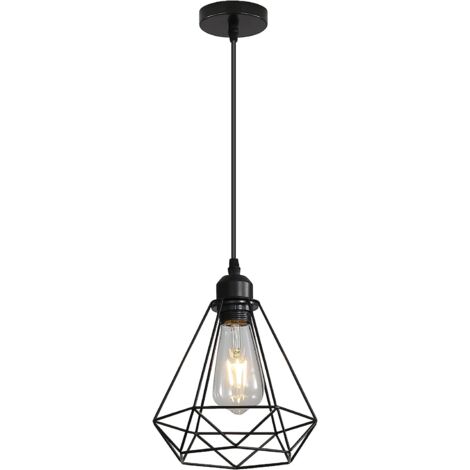 Stoex – Lampe suspension vintage – Rétro industrielle en forme de cage – Dimensions 21x25 cm – Corde ajustable 100 cm – Tension 220V, 60W max