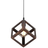 Stoex – Suspension cage cube abat-jour carré contemporain – Corde ajustable – Luminaire salle à manger – Dimensions 22x28cm – Source E27