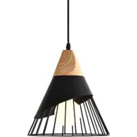 Stoex – Lustre rétro en métal noir – Suspension cage E27 – Dimensions D:25cm H:30cm – Éclairage moderne pour maison et bureau