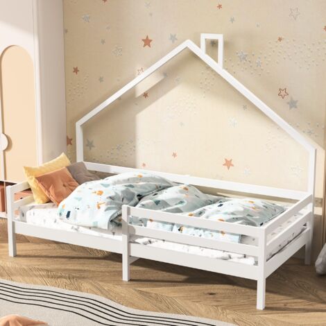 Letto A Castello Per Bambini 90x200cm – Struttura A Casa Con Finestra, In Legno Pino E MDF (Senza Materasso)