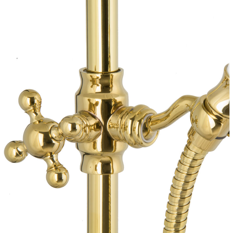 Duschstange Gold Mit Handbrause – Retro-Landhausstil Aus Messing, Verstellbar, Mit Antikalk-Düsen