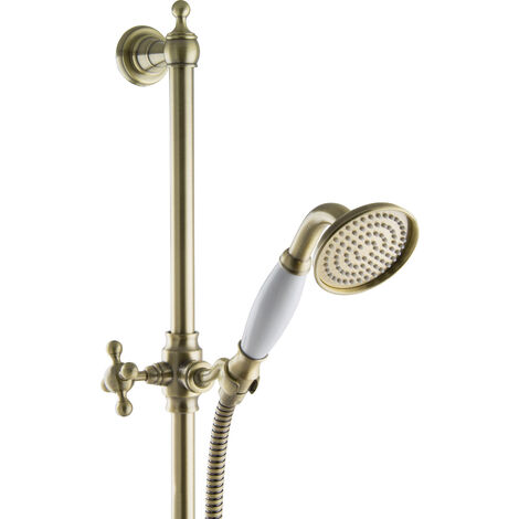 PaulGurkes Brausegarnitur Messing Bronze Duschkopf mit Halterung Schlauch Set