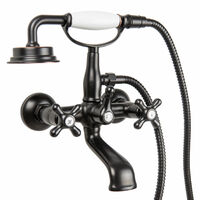 PaulGurkes schwarze Wannenarmatur Retro Aufputz Nostalgie Handbrause Antik