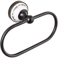 schwarzer Nostalgie Retro Handtuchring Handtuchhalterung mit Bordüre