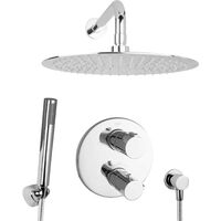 PaulGurkes Regendusche Duschsystem mit Thermostat 30cm Kopfbrause Edelstahl