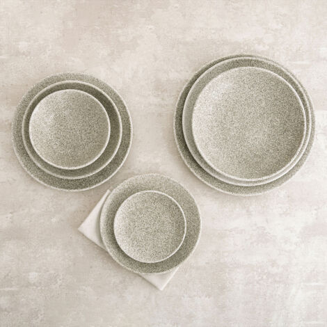 H&H 7069930 Piatto Fonduta Ceramica 6 Scomparti, Nero, 26 Cm - 4